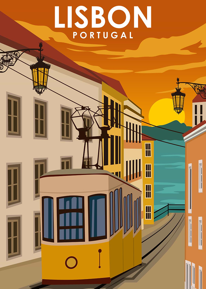 Lisbon Portugal Tram Art