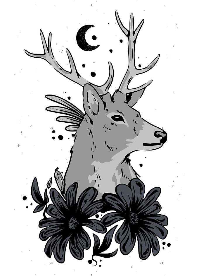 Deer Animal with Flowers