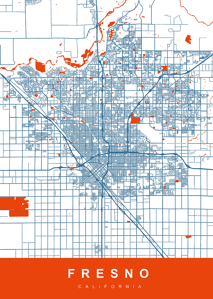 FRESNO Map CALIFORNIA USA