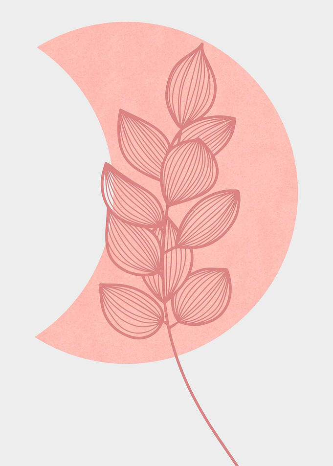 Moon Leaves Boho Abstract