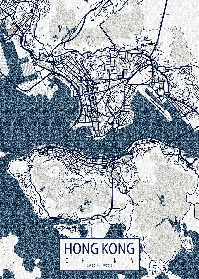 Hong Kong City Map Coastal