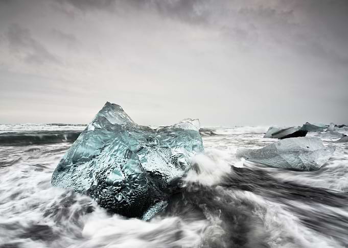 Ice block in strong surf