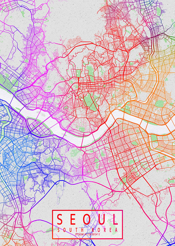 Seoul City Map Colorful