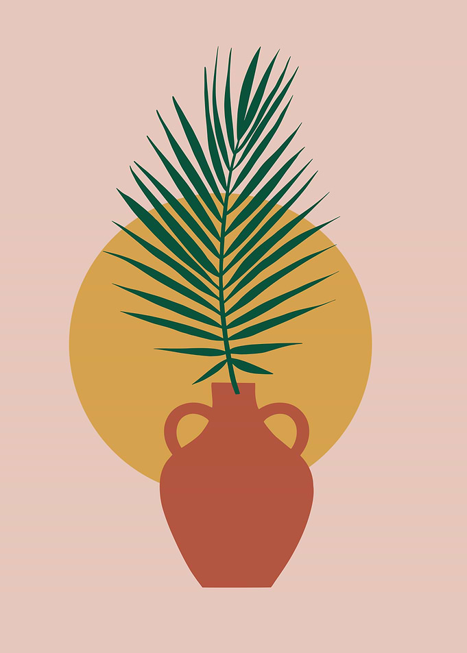 Palm leaf vase modern art