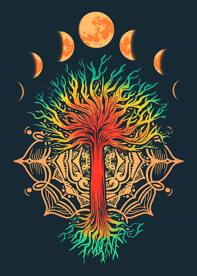 Mandala Tree by the Moon