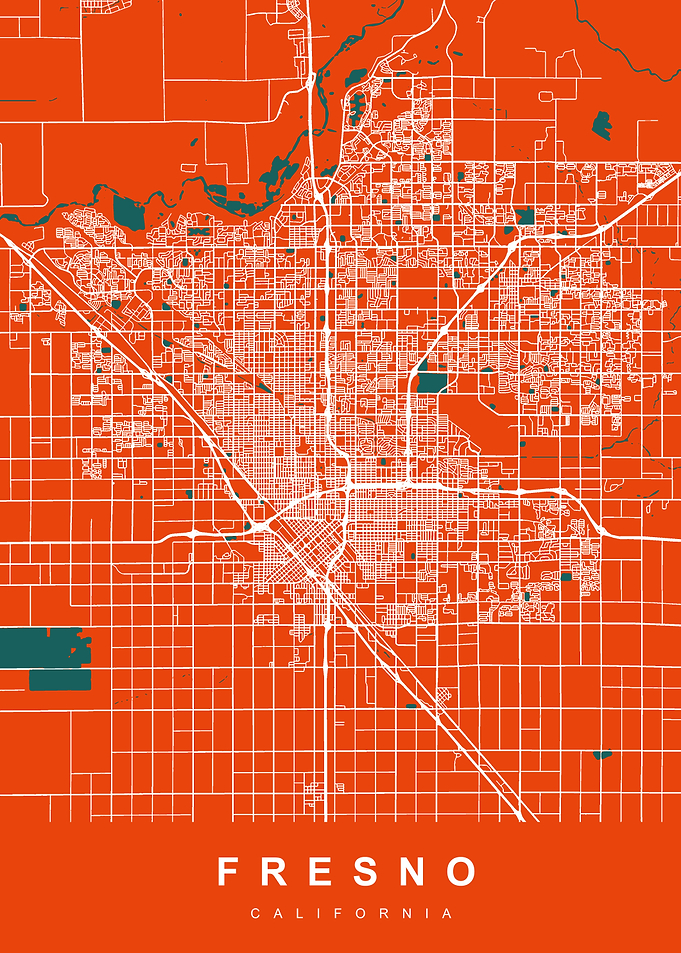 FRESNO Map CALIFORNIA USA