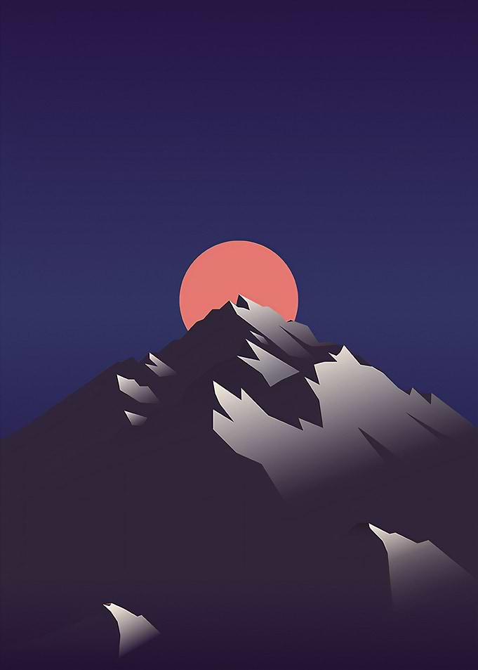 Red Sun With Moutain