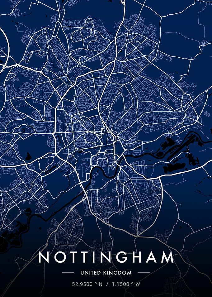 Nottingham City Map Blue
