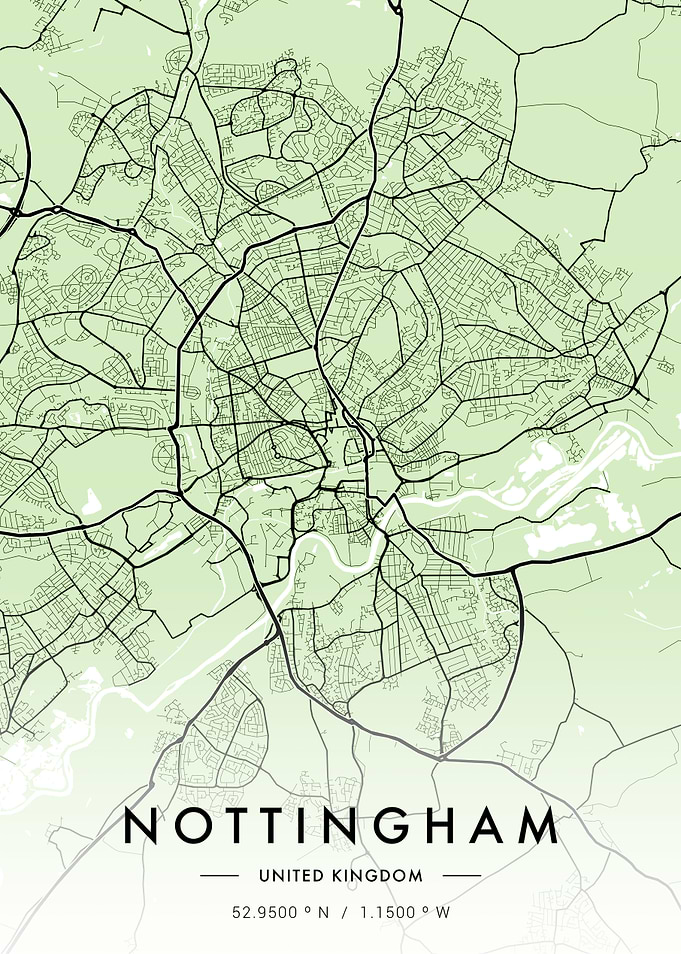 Nottingham City Map Green