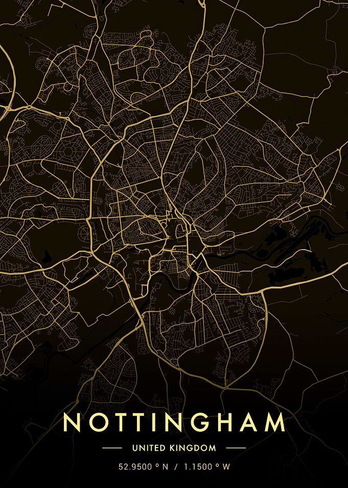 Nottingham City Map Gold