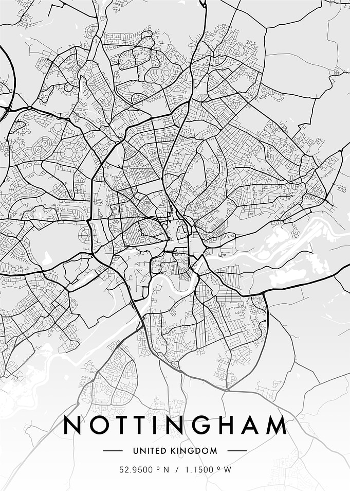 Nottingham City Map White