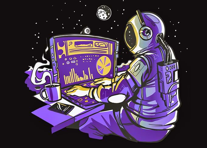 Space astronaut on compute