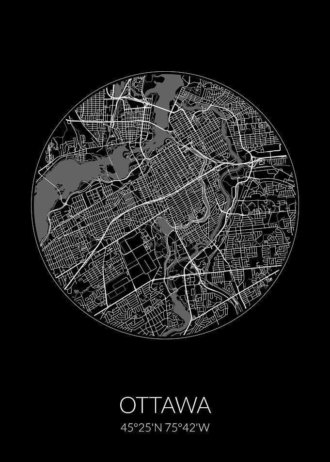 Ottawa City Map Black