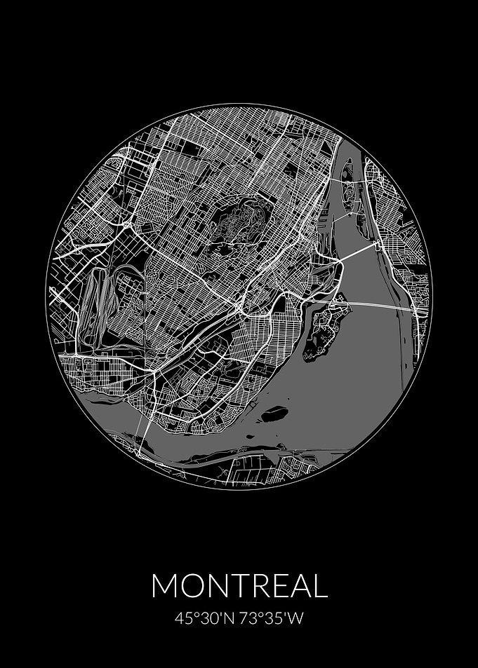 Montreal City Map Black