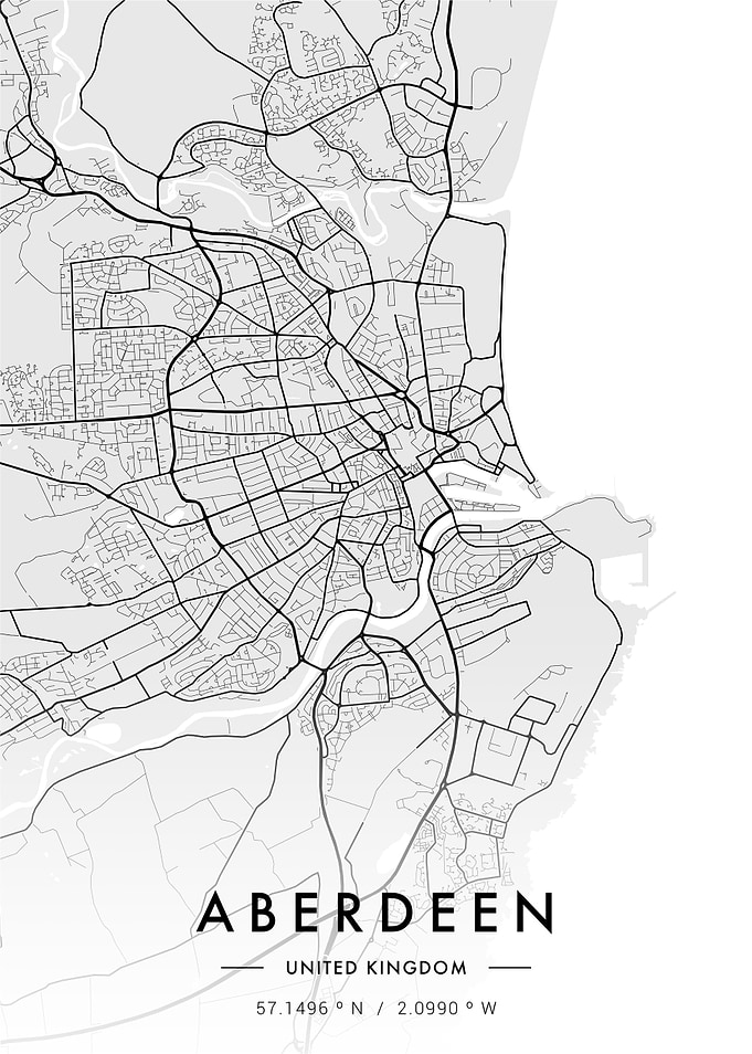 Aberdeen City Map White