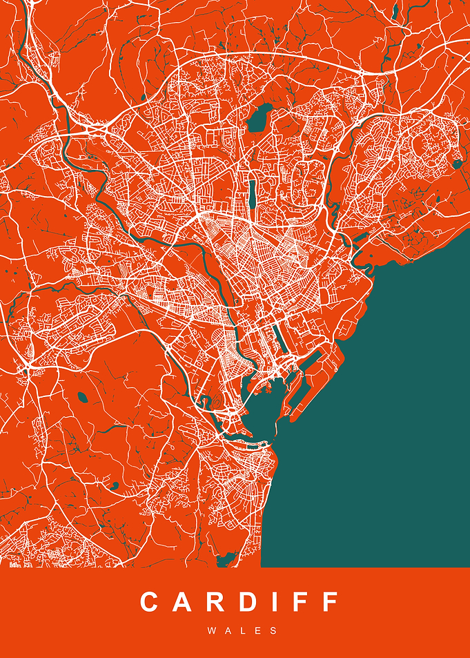 CARDIFF Map WALES UK