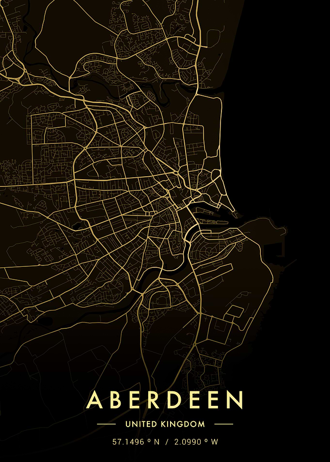 Aberdeen City Map Gold