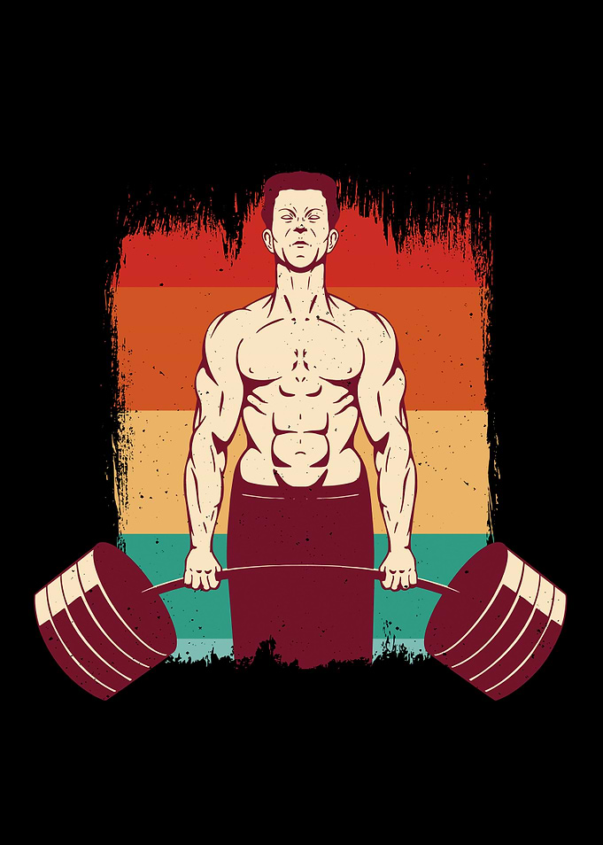 Weightlifting man retro