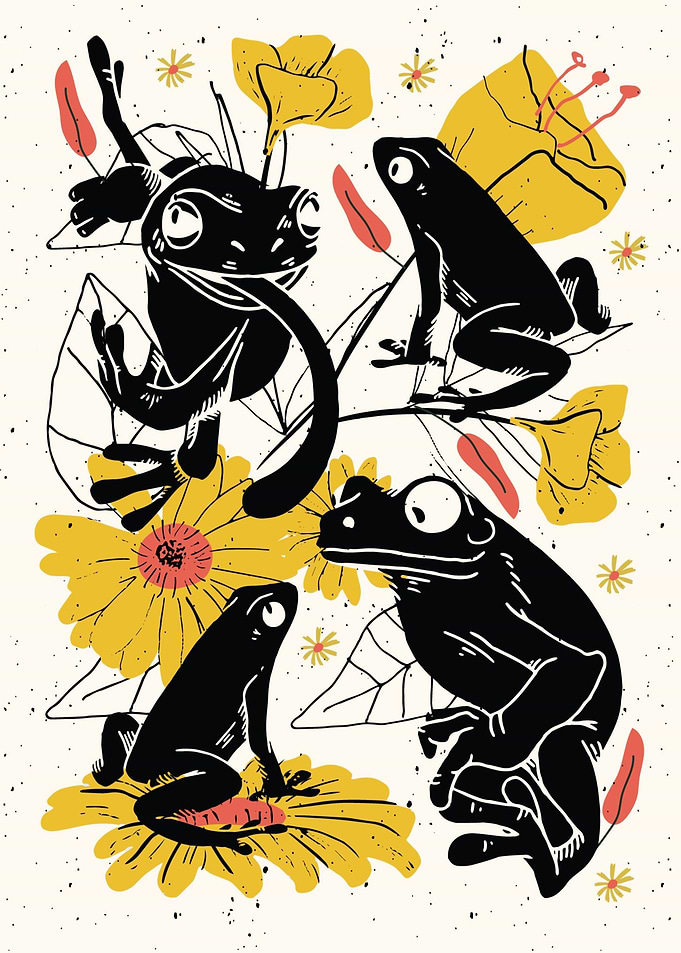 Frogs with Flowers