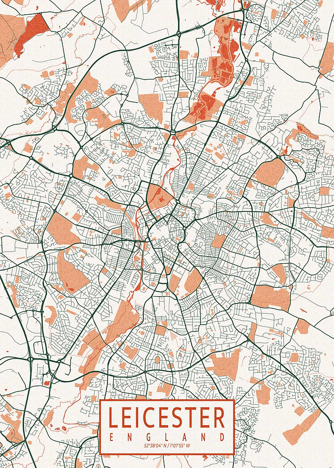 Leicester Map Bohemian