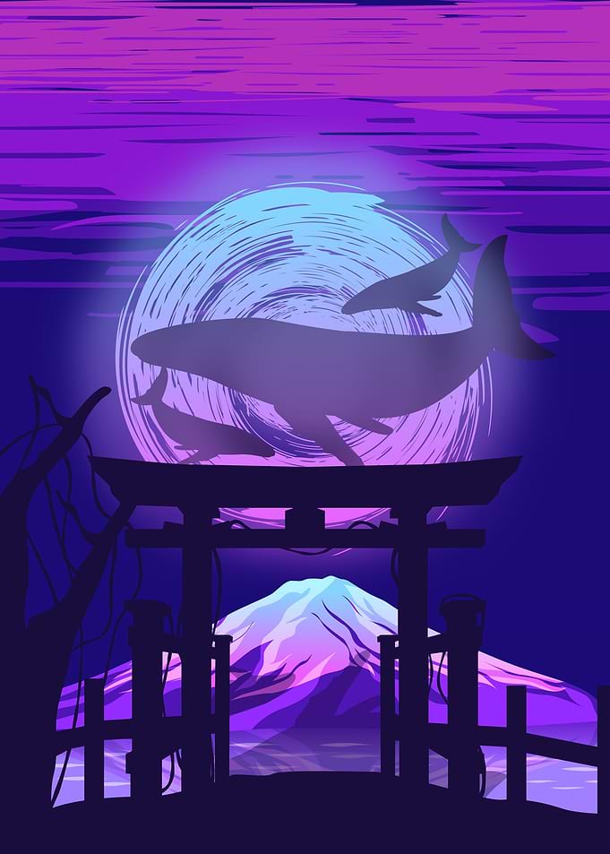 Wave Japanese Fuji Whale