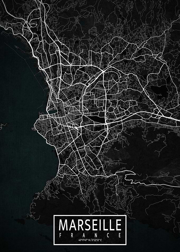 Marseille City Map Dark