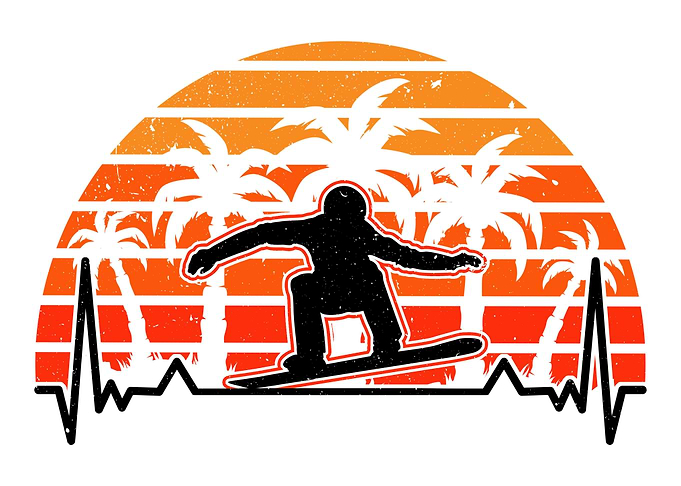 Snowboard Heartbeat Retro