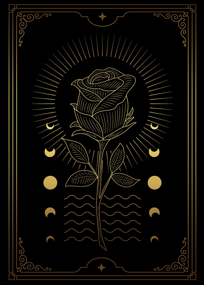Rose flower engraving