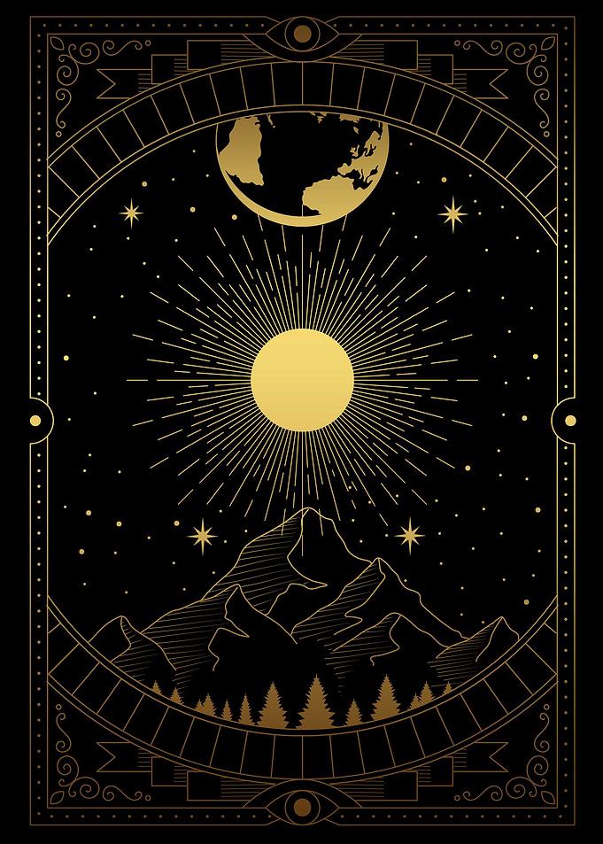 Mountains forests moon