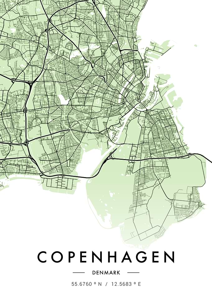 Copenhagen City Map Green