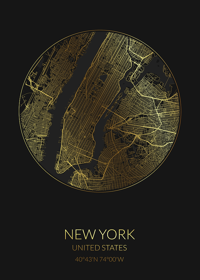 New York Black Gold Map