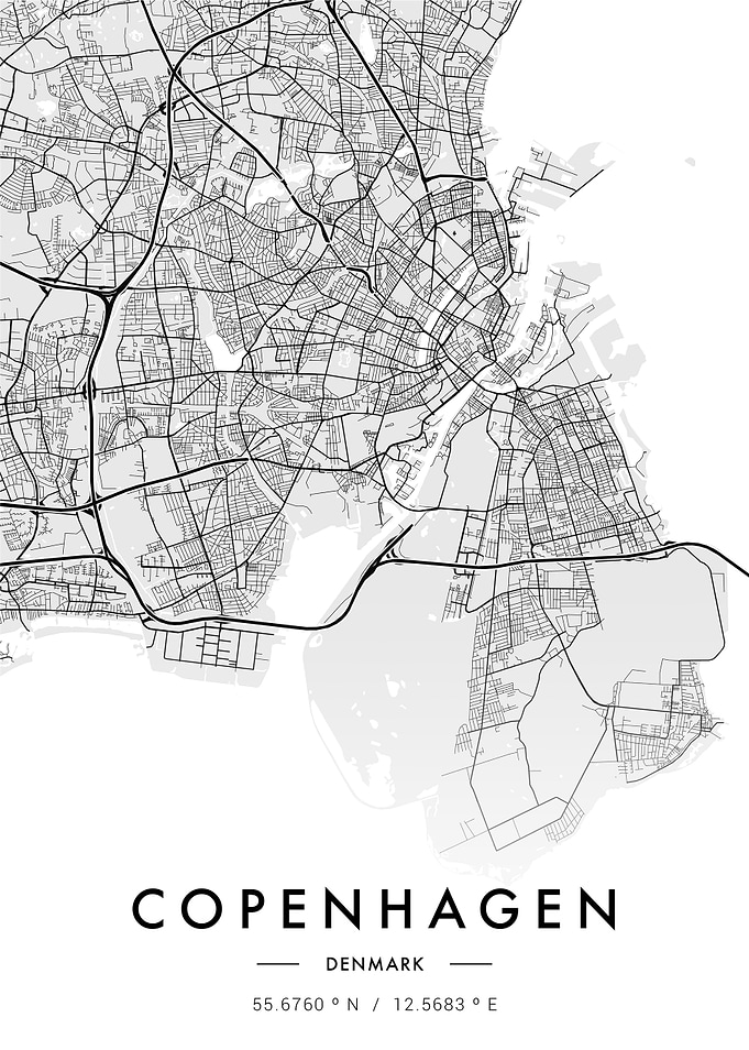 Copenhagen City Map White