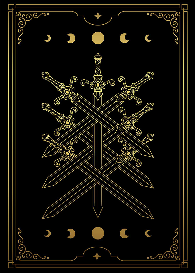 Seven sword tarot card