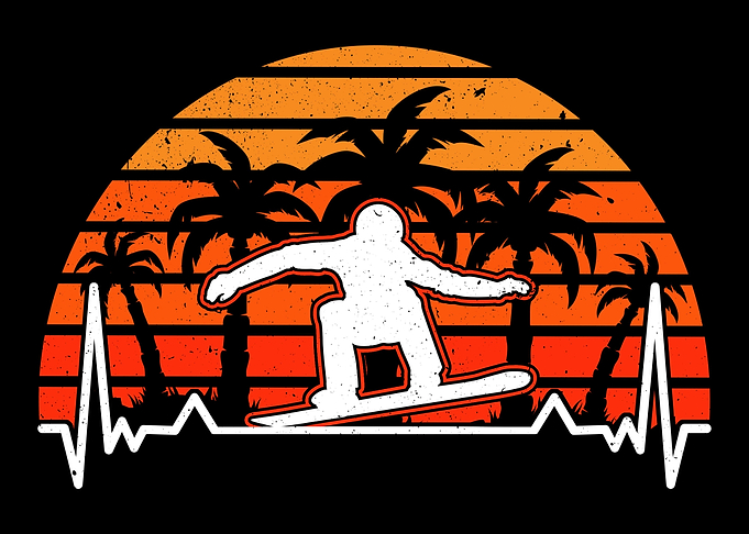Snowboard Heartbeat Retro
