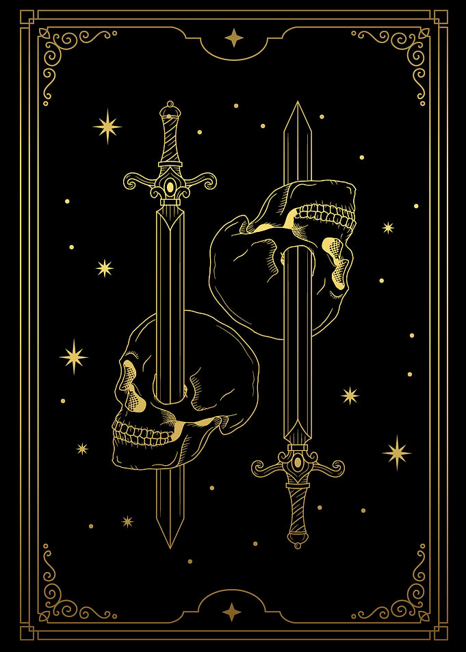 Sword through a skull