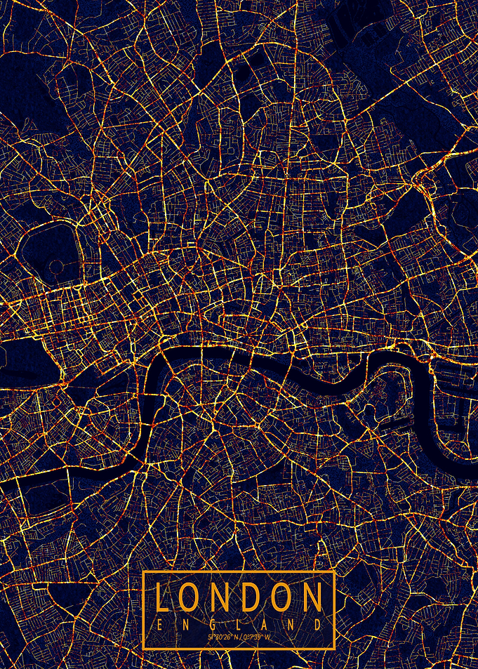 London Map City At Night