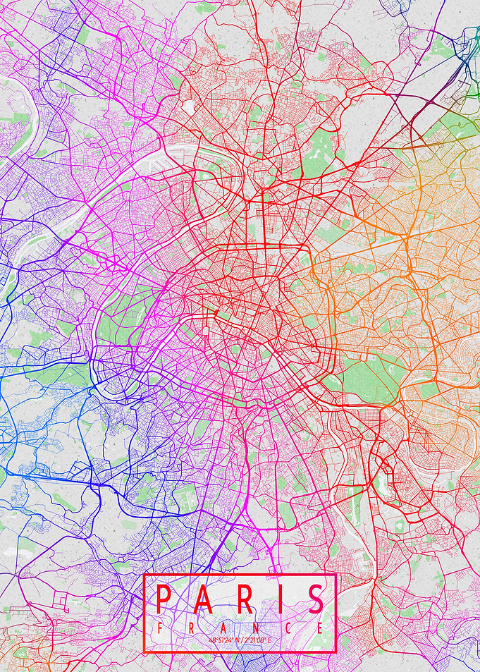 Paris City Map Colorful