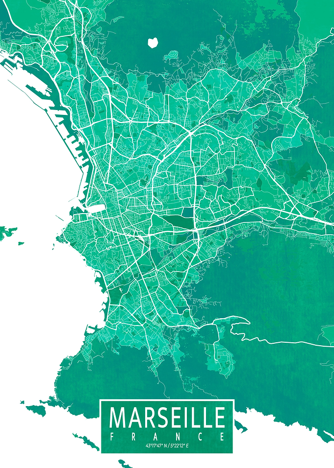 Marseille Map Watercolor