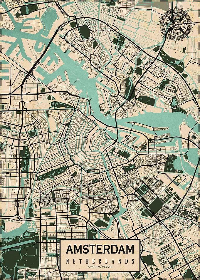 Amsterdam Map Vintage