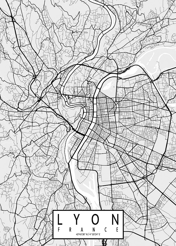 Lyon City Map Light