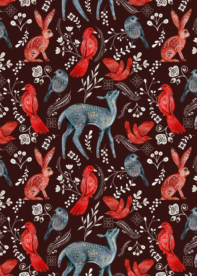 Animal and flower pattern