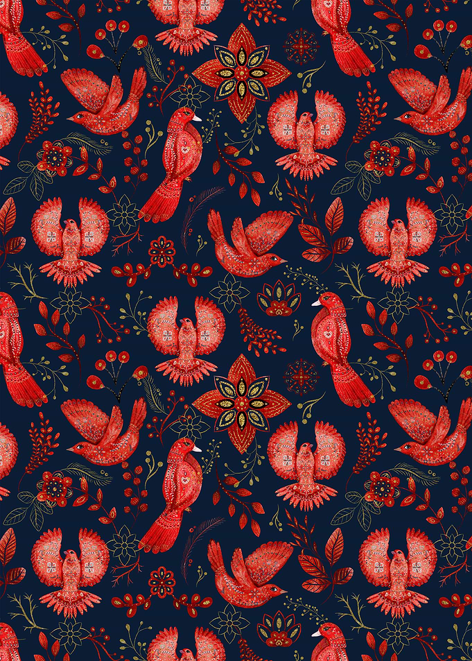 Flowers and birds pattern