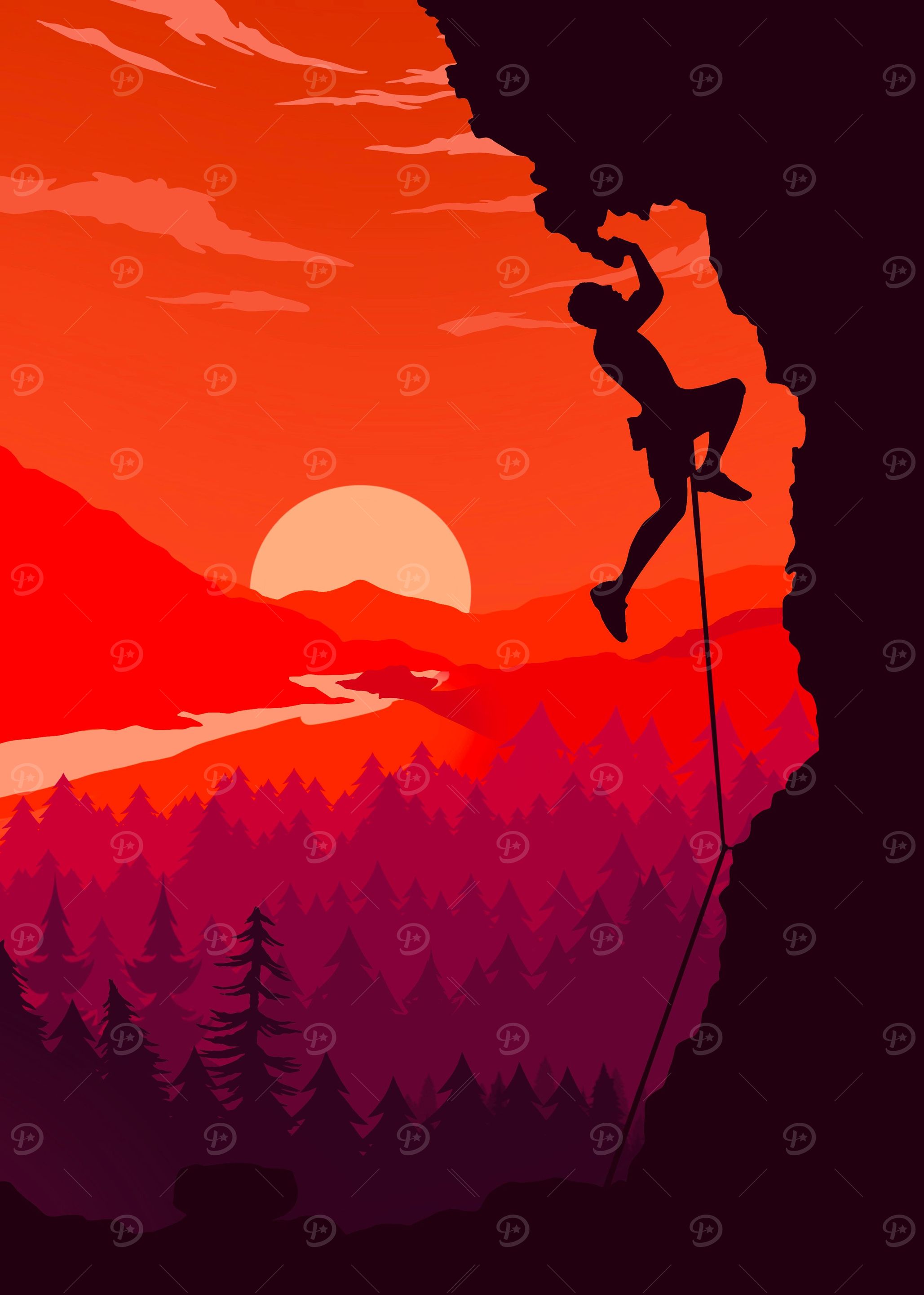 Rappelling Climber