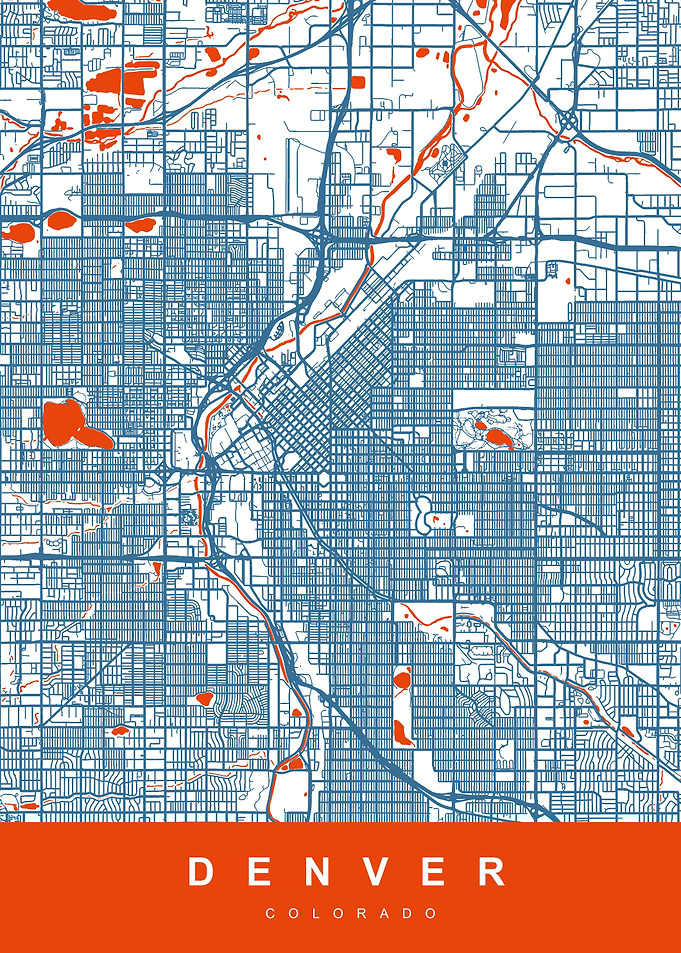 DENVER Map COLORADO USA