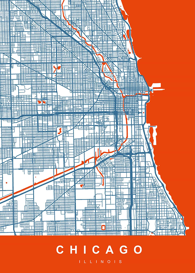CHICAGO Map ILLINOIS USA