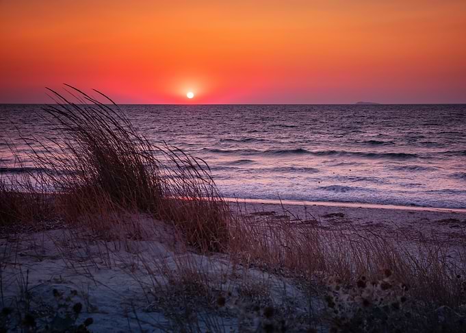 Sunset on the Greek beach