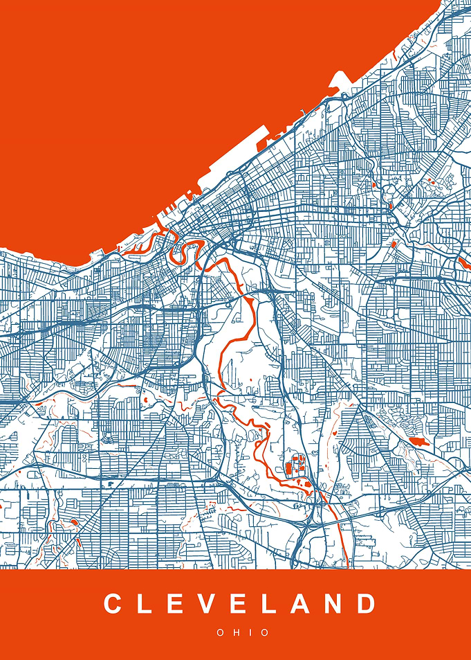 CLEVELAND Map OHIO USA