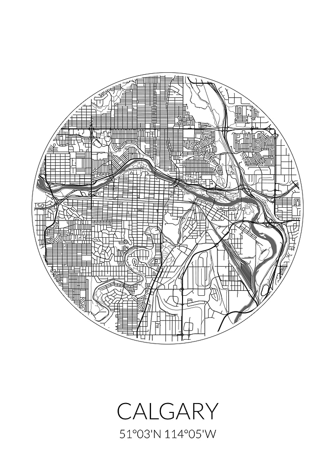 Calgary City Map White