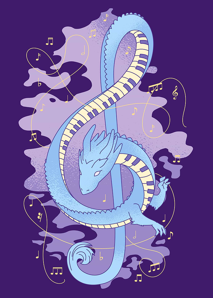 Music Note with Dragon
