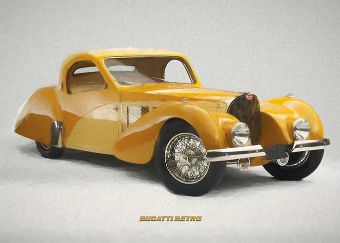 BUGATTI RETRO WATERCOLOR